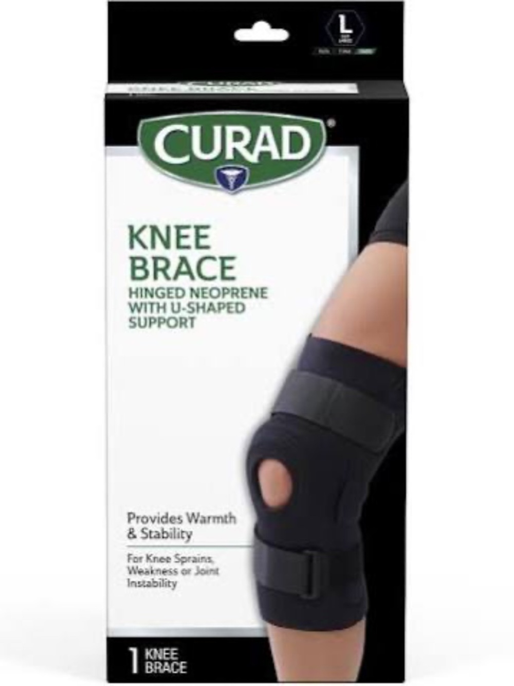 CURAD HINGED KNEE SUPPORT SUPPORT WITH U SHAPED SUPPORT SIZE LARGE